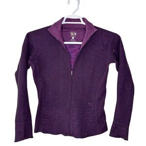 Mountain Hardwear Sweater Full Zip Jacket Women Small Purple Wool Knit Hike Gorp